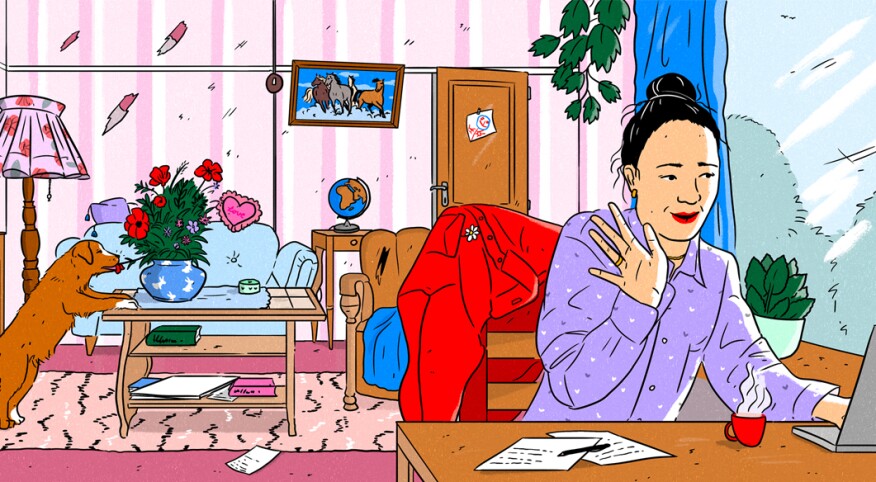 illustration_of_woman_on_her_computer_in_living_room_by_laura_breiling