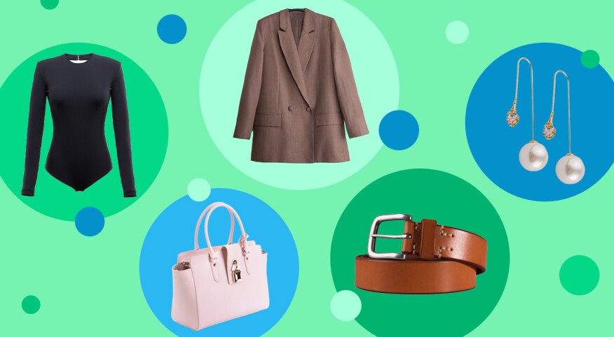 photo collage of accessories and clothing items to upgrade your wardrobe