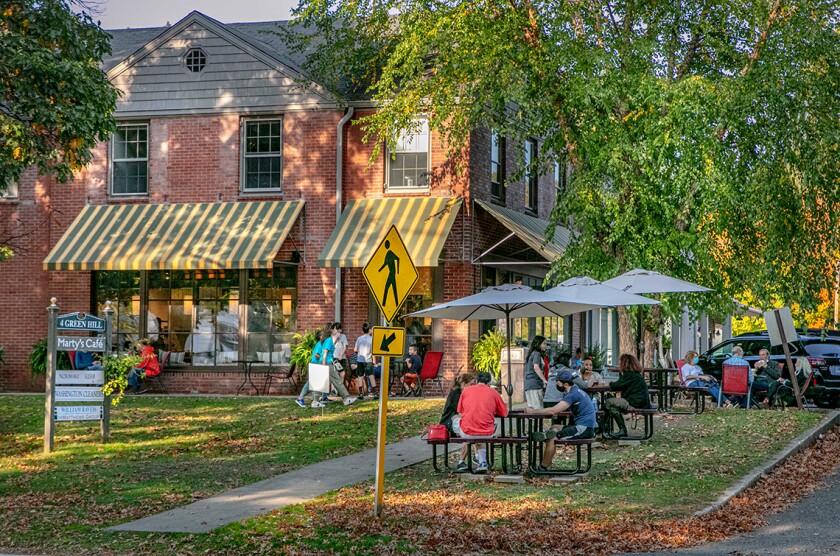 \Marty's Cafe, serving breakfast, lunch, sweet treats, and coffee, seven days a week, in Washington, Conn., on Oct. 10, 2020.