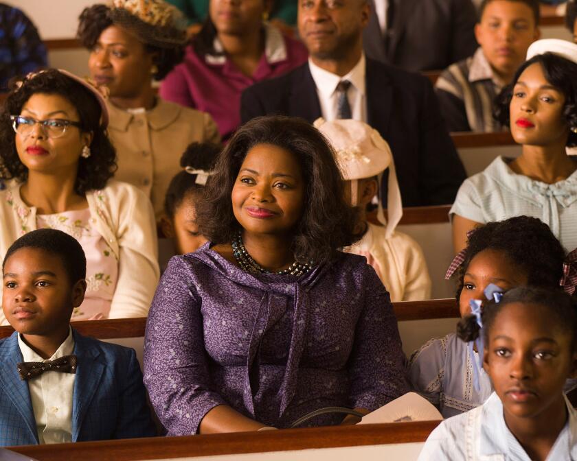 HIDDEN FIGURES, Taraji P. Henson (eyeglasses), Octavia Spencer (center), Janelle Monae (back