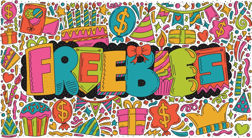 typography illustration of birthday freebies
