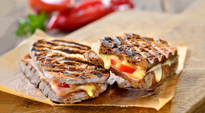 Grilled sandwich with turkey and brie