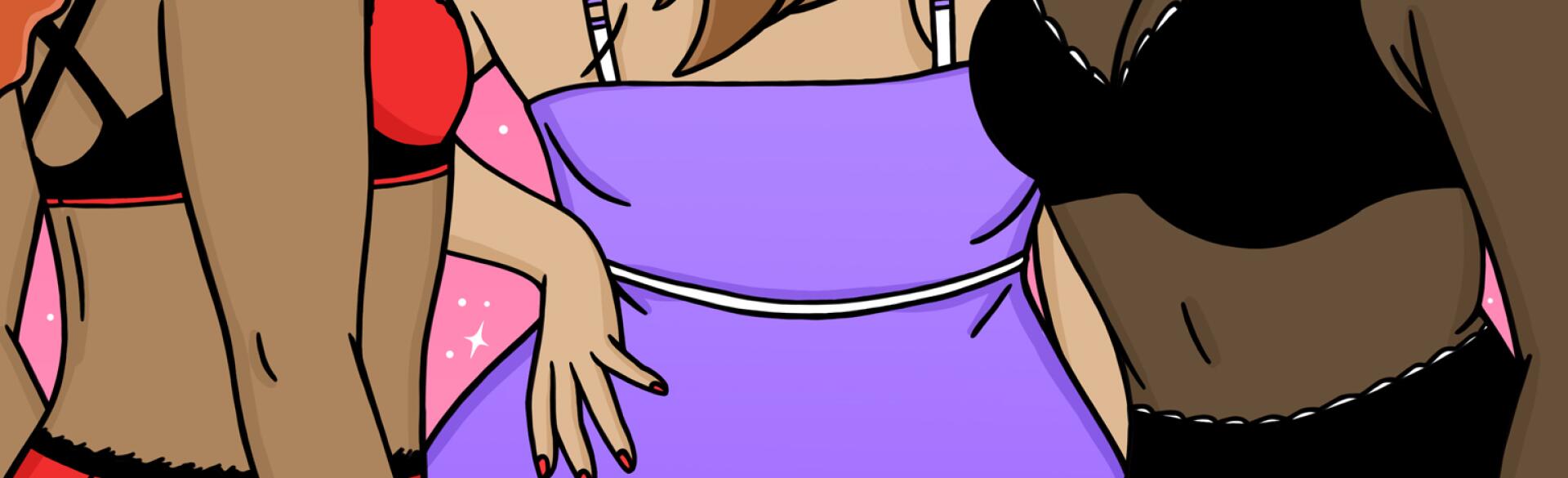 illustration of women with different body types in lingerie