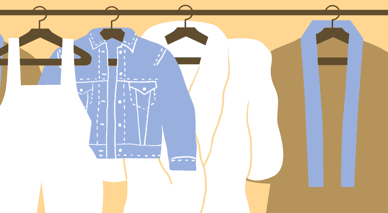animation of closet items disappearing, closet clean-up, cleaning ,closet, clothes