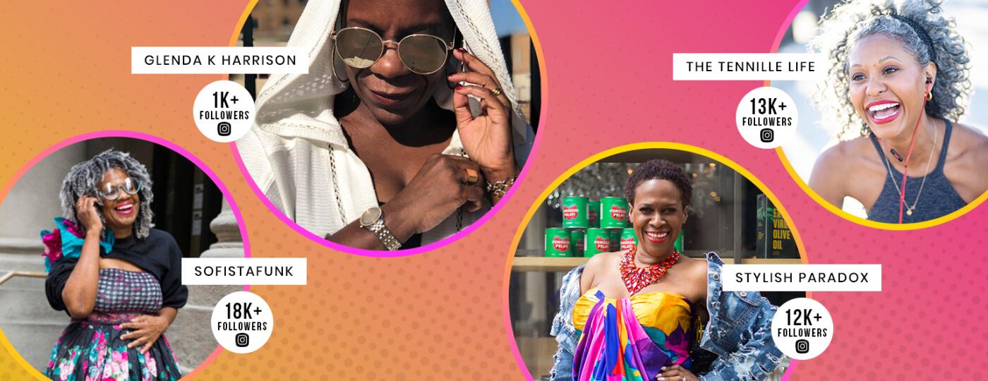 Collage of women beauty and self care influencers who are 40 and older.