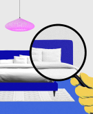 illustration of magnifying glass looking for germs in hotel room