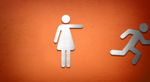 Bathroom Female and Male symbols with the male symbol running off