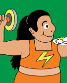 illustration_of_woman_working_out_and_balancing_healthy_food_by_Madeline McMahon_1280x704