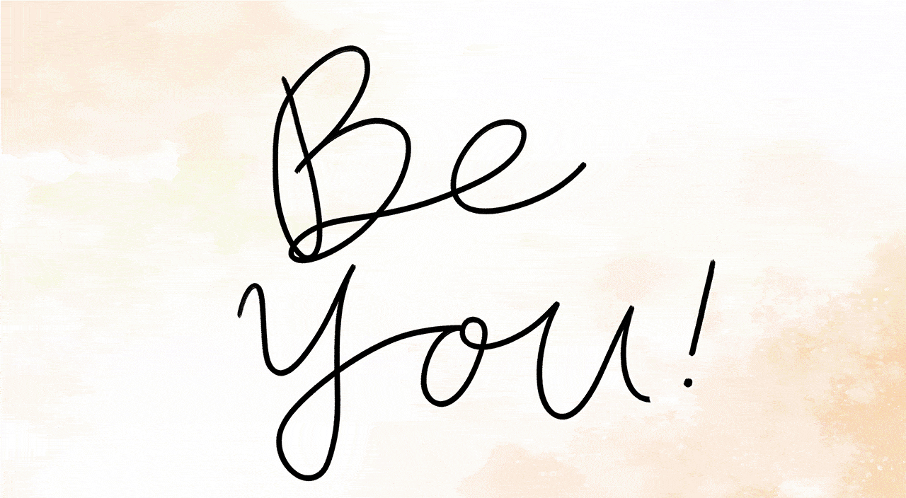 Younger hand writing and older hand writing "Be You!" 
