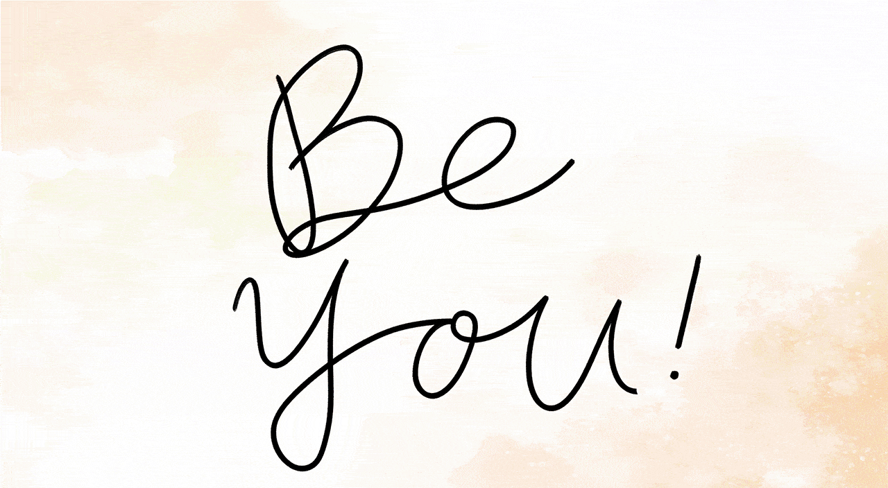 Younger hand writing and older hand writing "Be You!"
