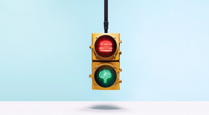 Traffic light with food as red and green signs