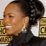 Angela Basset bun braided updo hairstyle