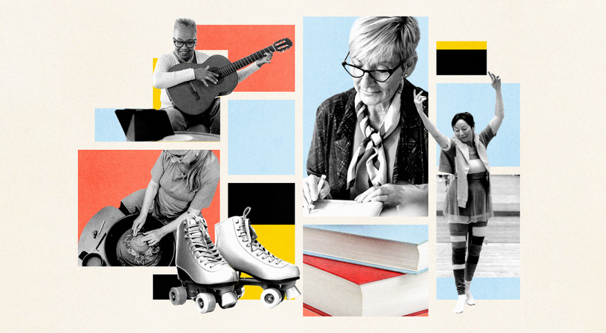 photo collage of woman doing different activities