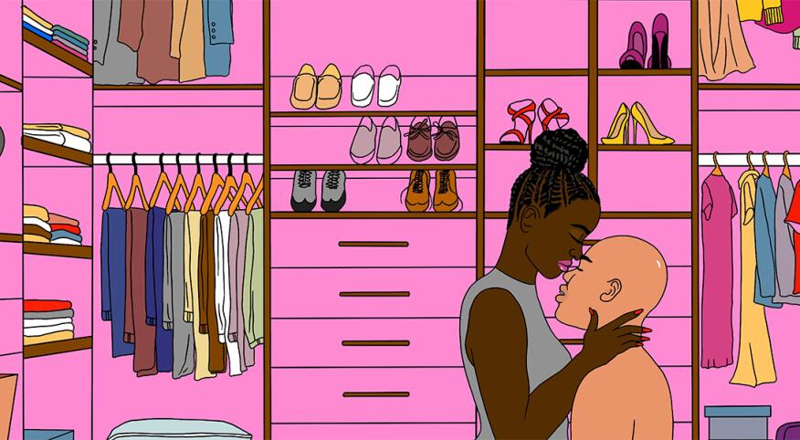 illustration of couple making love in closet by alicia rihko