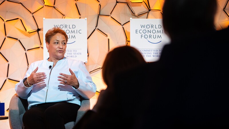 Jo Ann Jenkins gives remarks at the World Economic Forum