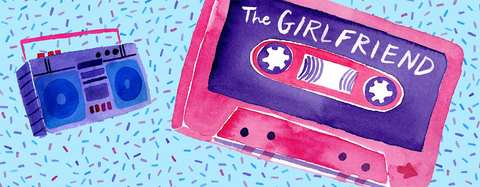 illustration of the girlfriend casette spotify playlist by karen kurycki