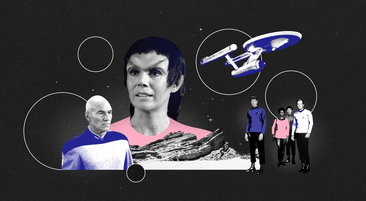 Star Trek Collage with Picard, Nuria, USS Enterprise, and 1960s cast