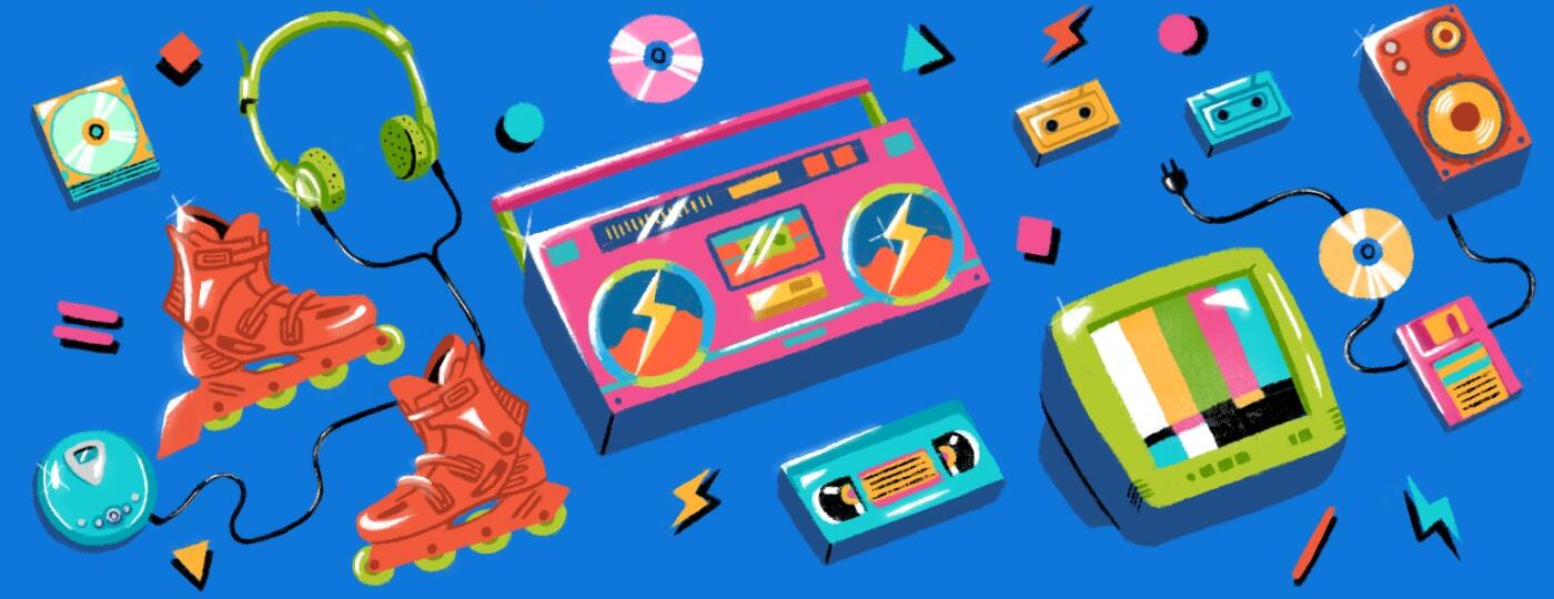 illustration of 90s electronics music playlist