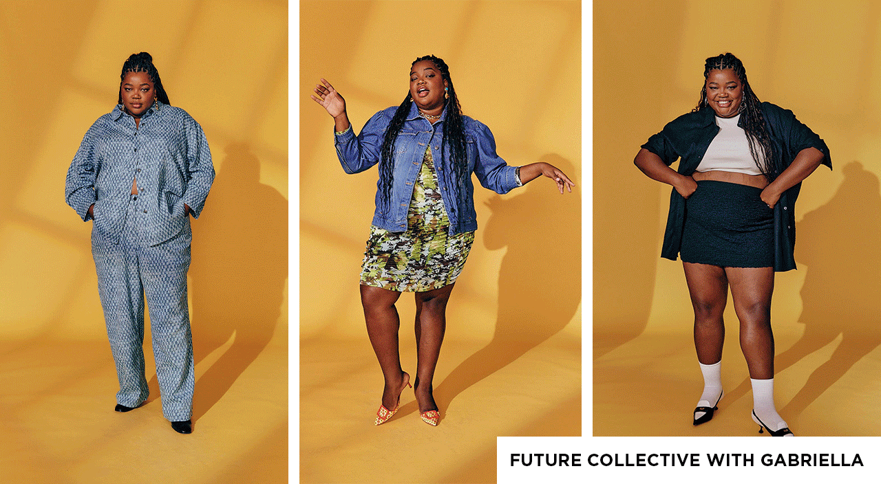 gif of photos of black owned dress labels, megan renee, ooshie, future collective with gabriella, diarrablu