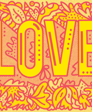 typography illustration of the word love