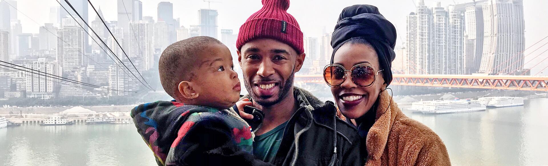 Photo of black family living in a different country