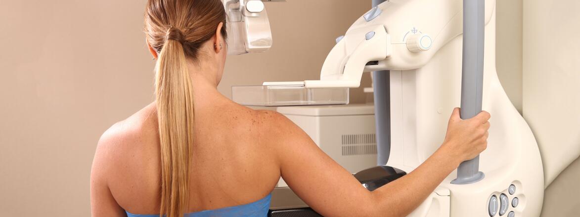 woman getting a mamogram