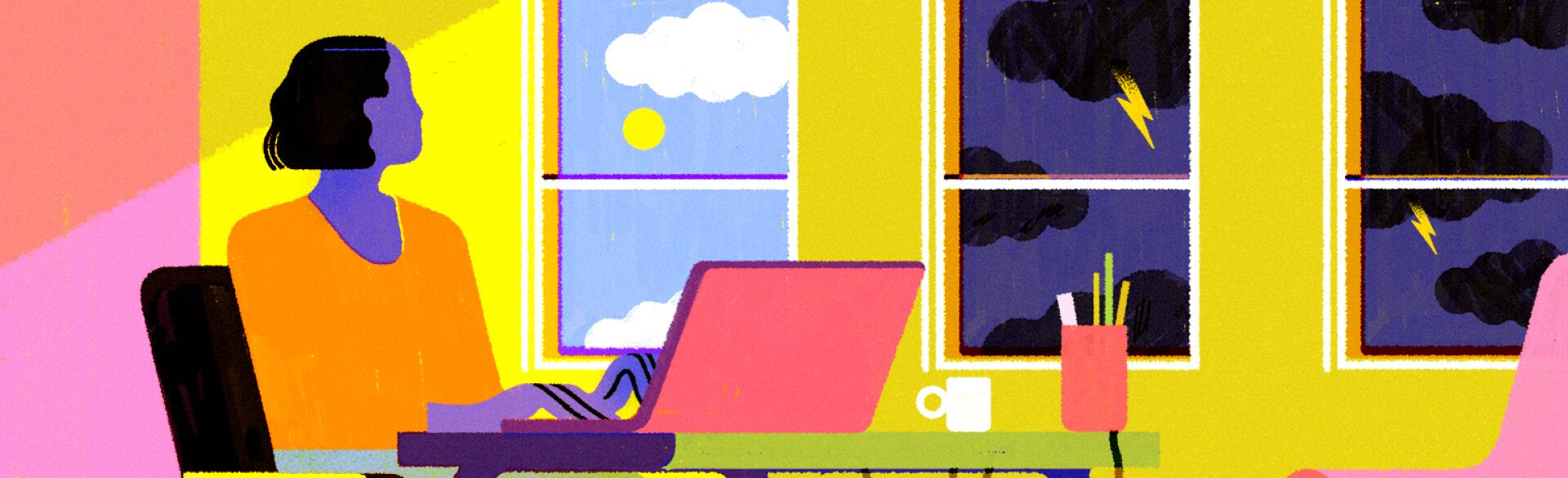 illustration_of_lady_using_her_computer_looking_at_two_types_of_weather_through_windows_by_chiara_ghigliazza_1540x600