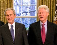 George W. Bush and Bill Clinton