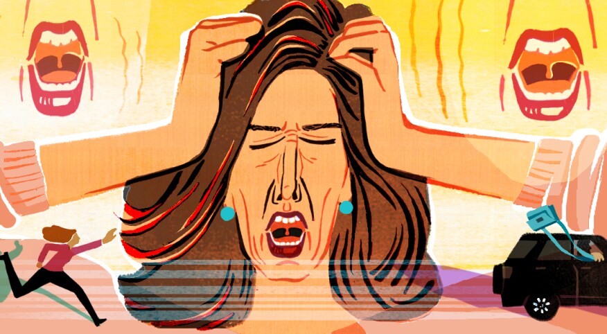 illustration of woman having nervous breakdown