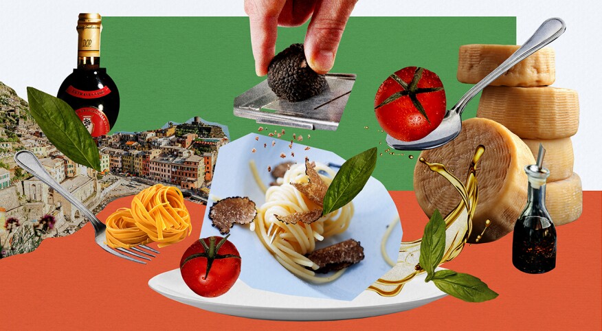 photo collage of different italian foods to enjoy