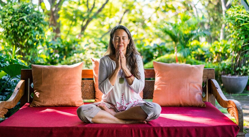 Woman meditating at Blue Spirit Costa Rica