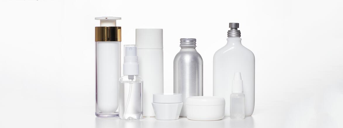 Generic white beauty products on a white background