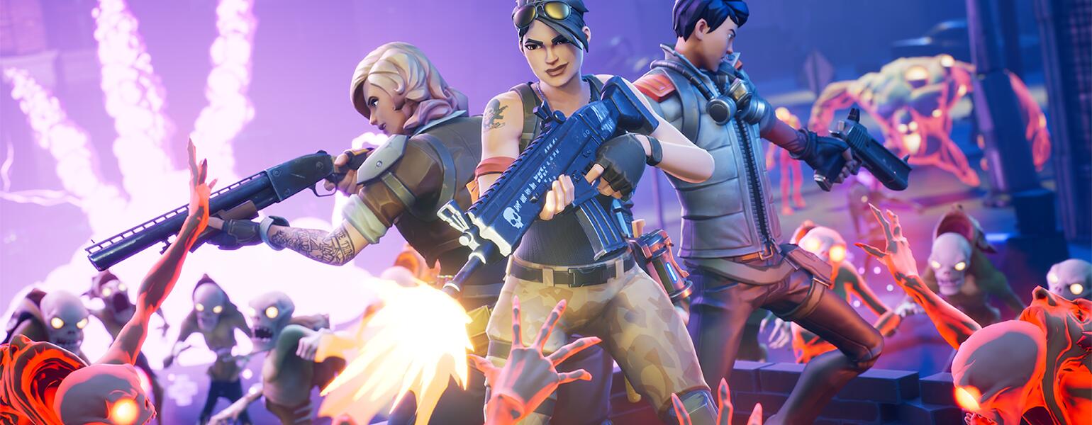 A promotional image of various Fortnite characters.