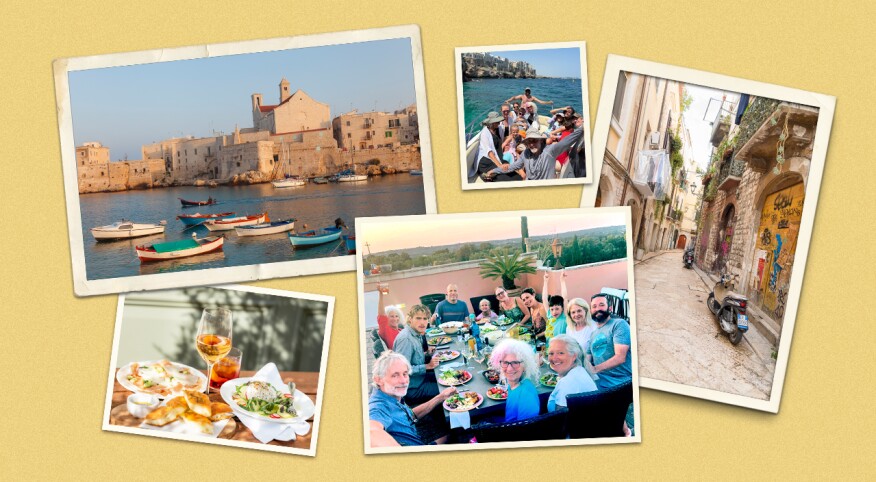 photo collage of photos of italy vacation with 18 people