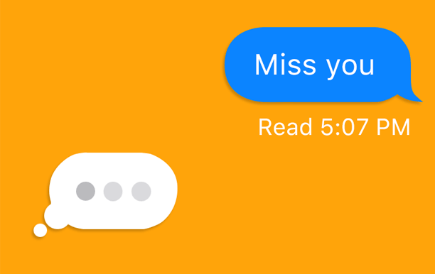 animation of a miss you text message left on read and waiting for response by elizabeth brockway