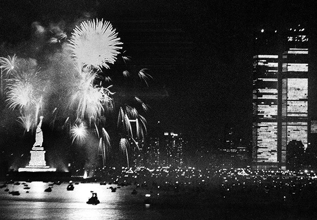 Bicentennial Fireworks - New York City - Statue of Liberty - World Trade Center