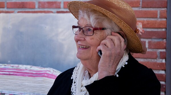 smiling lady on phone