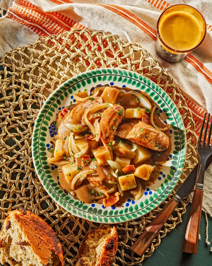 Overhead bowl of Irish Sunday Roast