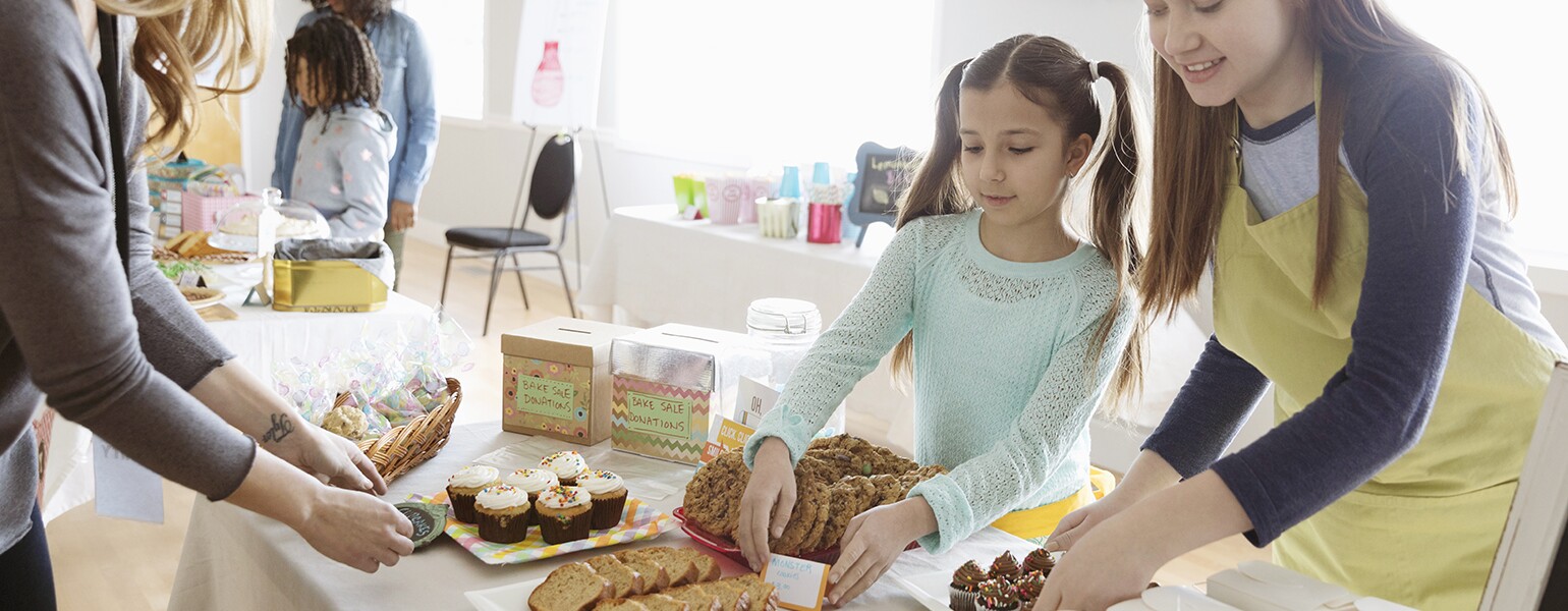 AARP, The Girlfriend, Volunteer, school, bake sale