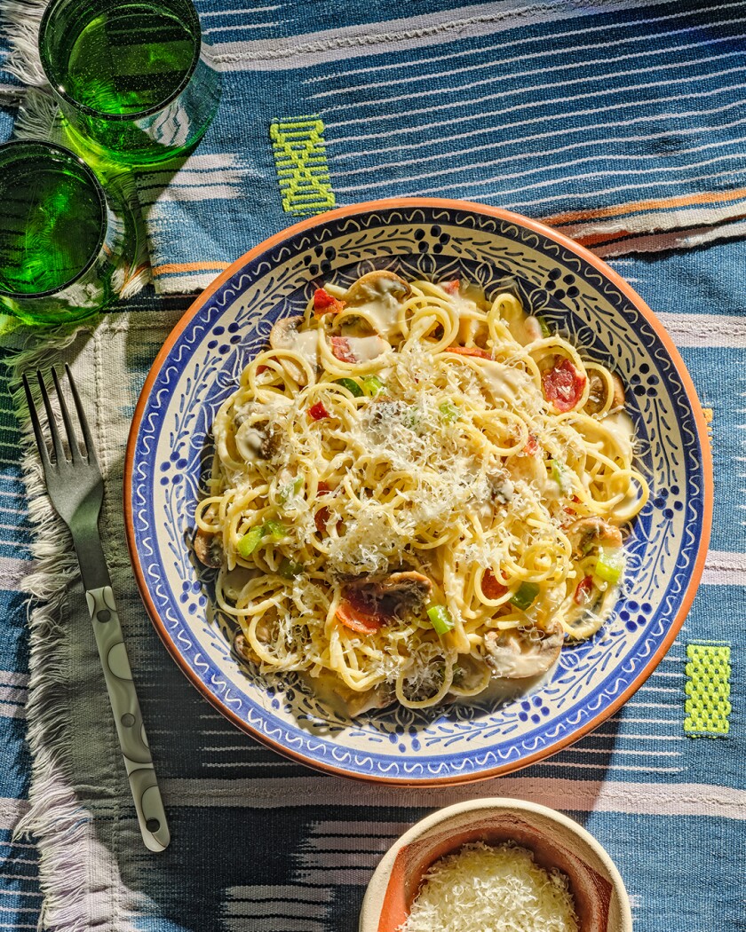 Delicious bowl of Pasta Carbonara 