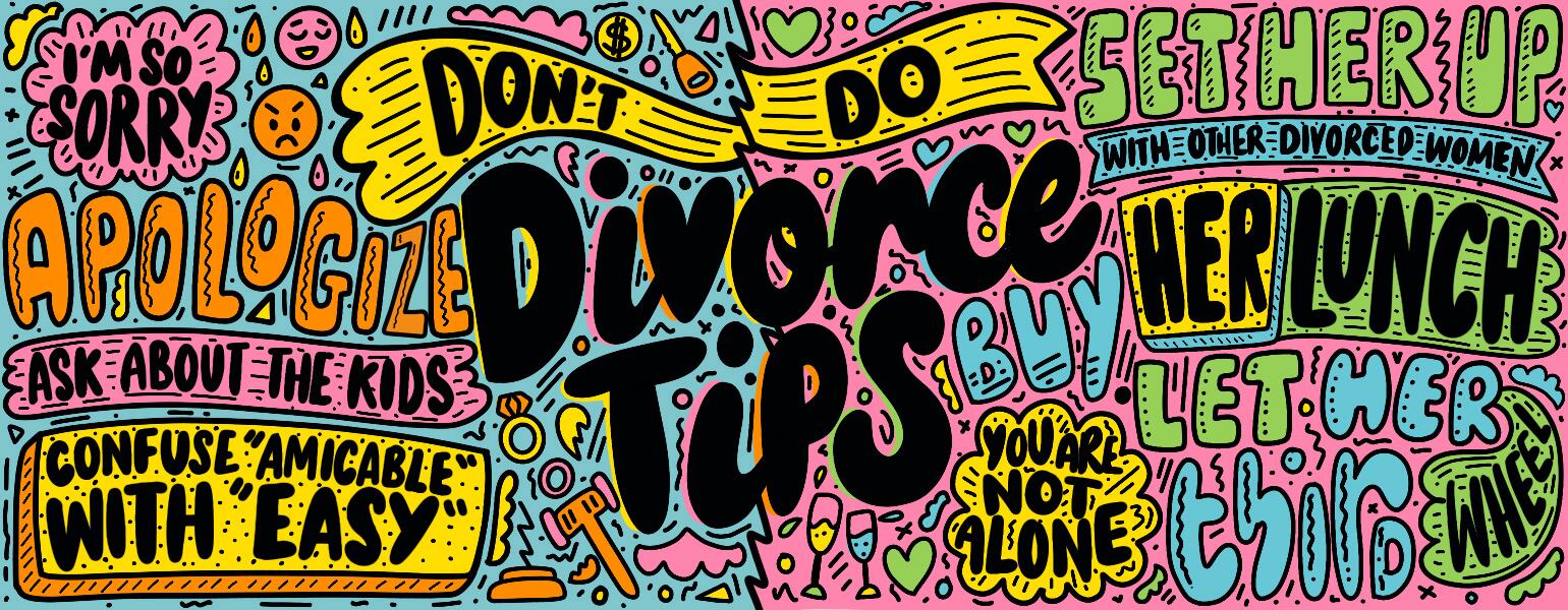 illustration of words for divorce tips