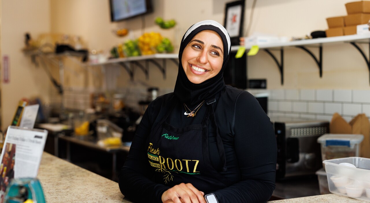 Fatima Tekko, owner of Fresh Rootz Juice Bar & Vegan Cafe