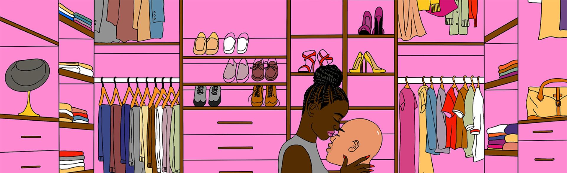 illustration of couple making love in closet by alicia rihko