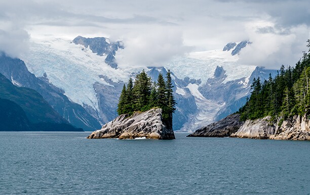 Islands and glaciers in the Kenai Fjords National Park