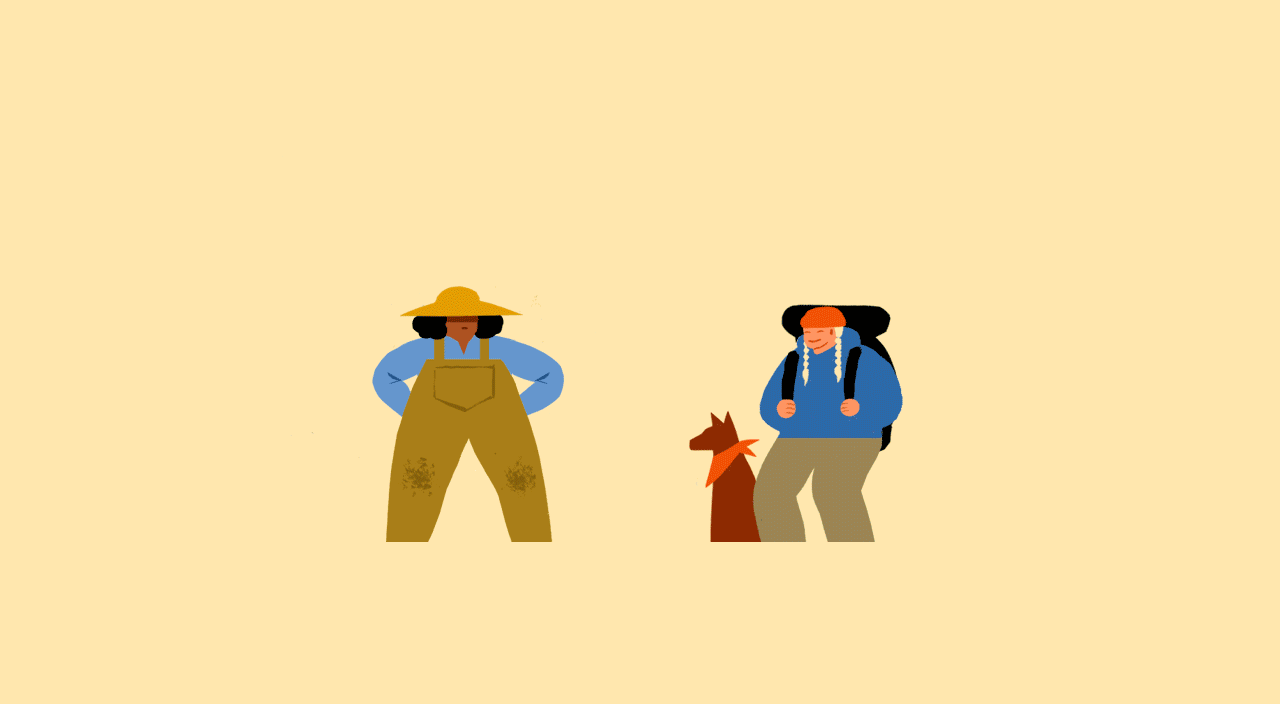 gif animation of female farmer looking for a best friend with similar interest