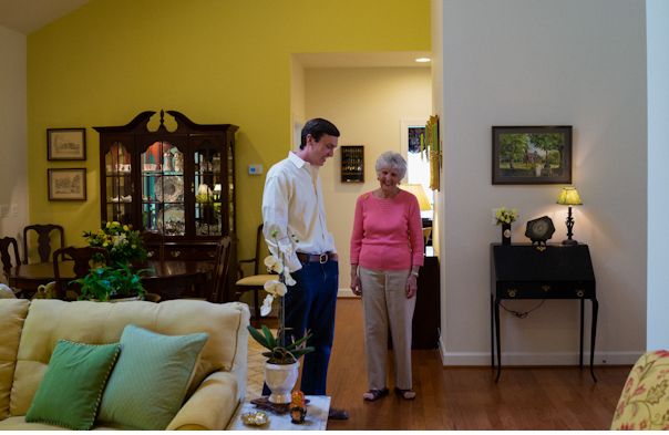 Linda Broadbent shows developer Charlie Armstrong her EasyLiving Home.