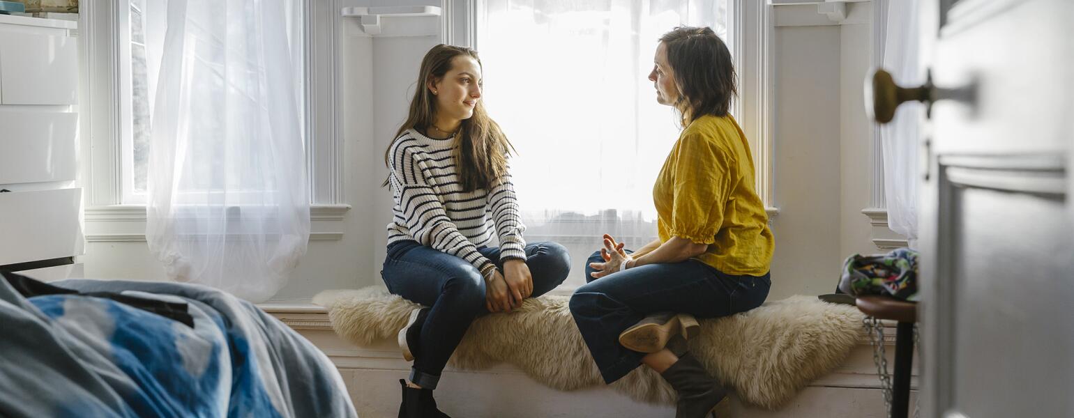 Mother And Daughter Having Private Chat At Home