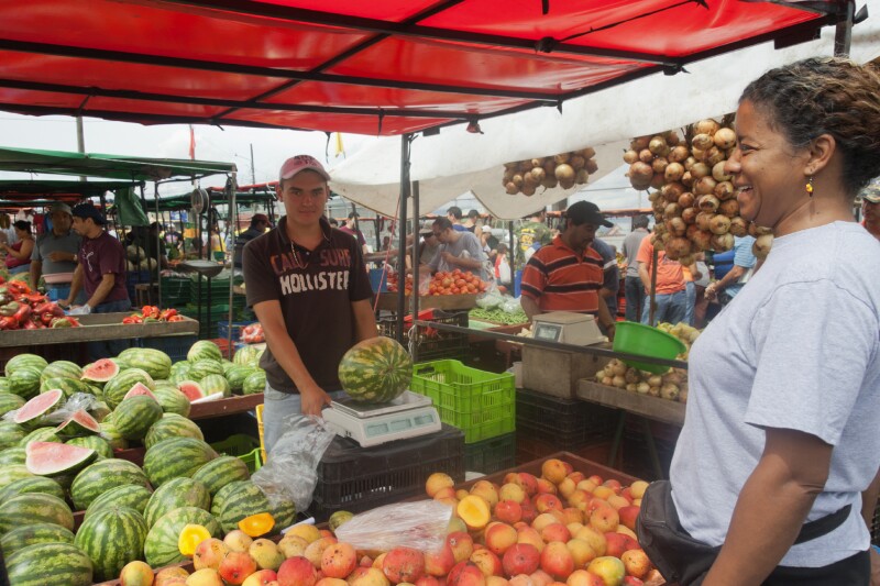 Woman shopping on farmer’s market in San Jose, Costa Rica