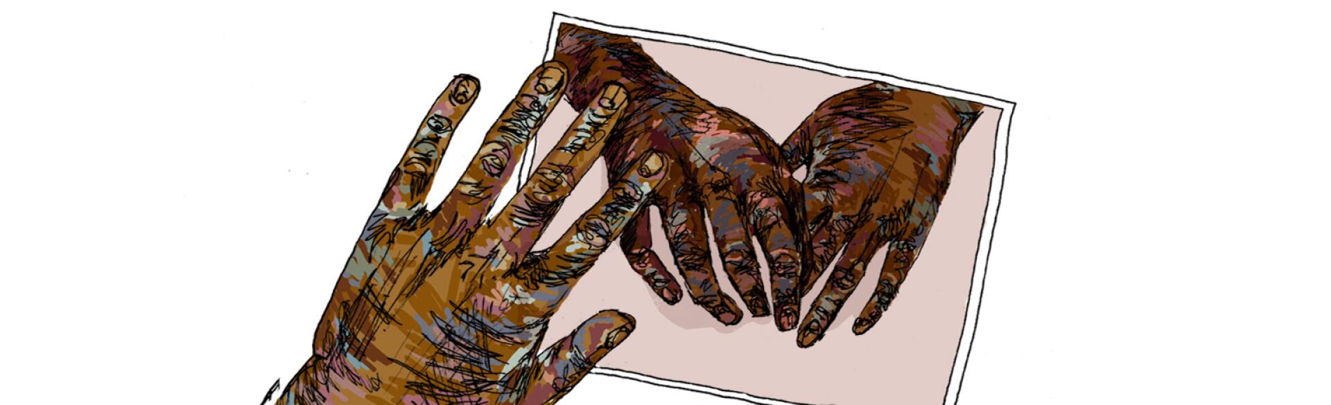 Hands, grandma, aarp, sisters, illustration