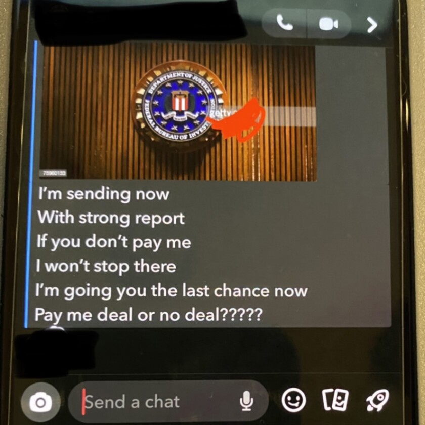 image of screenshot with threatening text messages